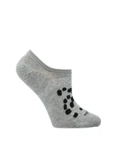 Medias invisibles de corte bajo color gris melange, con estampado de puntos negros en el empeine y detalle de marca en la puntera.