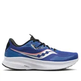 Championes Saucony Guide 15 color azul con detalles en plateado y coral.
