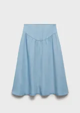 Falda midi celeste de lyocell con diseño evasé y tiro alto.
