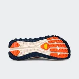Championes de trail running Altra Olympus 5, color azul con detalles en naranja y suela Vibram.