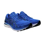 Championes de running Asics Gel-Kayano 29, color negro con detalles en rojo y amarillo. Presentan tecnología FF Blast+ en la entresuela para mayor amortiguación y diseño de malla transpirable.