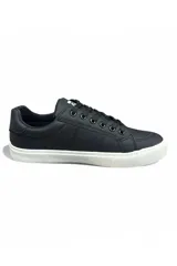 Championes deportivos Discovery modelo Casual Expedition, de color azul con cordones negros, suela blanca y detalles de la marca en el lateral.