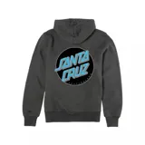 Canguro negro con capucha y bolsillo delantero, con logo de Etnies bordado en el pecho y estampado de Santa Cruz en la espalda.