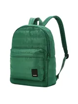 Mochila Terrano Level Up acolchada, de color verde, con diseño urbano y liviano, compartimento principal amplio, bolsillo frontal con cierre y correas regulables.