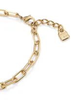 Pulsera de eslabones rectangulares bañada en oro 18k, con cierre de mosquetón y cadena de alargue.