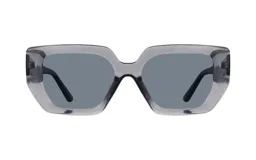 Lentes de sol Huesca modelo Lucy, con marco rectangular de acetato transparente color gris y lentes grises.