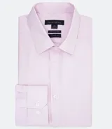 Camisa de hombre Preston Field, manga larga, corte slim fit, color lila claro con finas rayas blancas verticales.