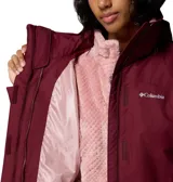 Campera 3 en 1 Columbia modelo Bugaboo III, color bordó. Cuenta con tecnología Omni-Tech impermeable y transpirable, forro interior térmico reflectante Omni-Heat y sistema de intercambio con cremallera que permite usar la capa exterior e interior por separado o juntas. Incluye capucha desmontable, puños ajustables y bolsillos con cierre.