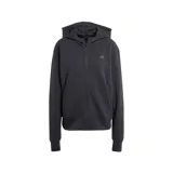 Campera deportiva Adidas Designed For Training de color negro, con capucha, cierre frontal completo y bolsillos laterales. Cuenta con aberturas para los pulgares en los puños y el logo de la marca sutilmente estampado en el pecho.