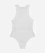 Body de mujer Lov sin mangas, color blanco, con cuello redondo y diseño seamless con texturas en relieve.