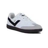 Championes urbanos Pony modelo Moma, color blanco con detalles en negro y gris.