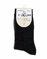 Par de medias largas de tejido acanalado, marca Mistral, en color gris oscuro.