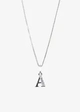Collar de plata 925 con dije de la letra A, mitad con circonias.