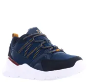 Championes Topper modelo Chalpa M para hombre, de color azul marino con detalles en negro, beige y rojo, suela blanca y cordones bicolor.