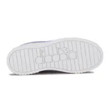 Championes urbanos de mujer Diadora modelo Bampu, con plataforma blanca acanalada. Combinación de colores pastel: blanco, rosa pálido, lila y celeste.