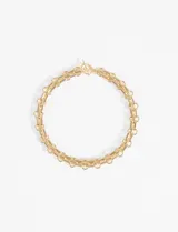 Collar tipo choker dorado con doble cadena de eslabones metálicos grandes y cierre de barra en T.