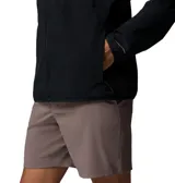 Campera cortaviento Columbia Trailborne Jacket Omni-Shield de color negro, con capucha integrada, cierre frontal y bolsillos laterales con cremallera. Cuenta con tecnología Omni-Shield que repele la humedad y resiste las manchas.