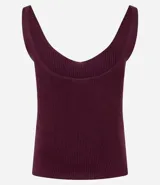 Blusa sin mangas Marfinno de punto acanalado con escote en V y espalda descubierta, confeccionada en mezcla de viscosa y poliamida.