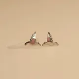 Caravanas con forma de picaflor en vuelo, fabricadas en plata 925 con incrustaciones de circonias en las alas.