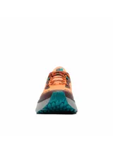 Championes de trail running y trekking Columbia Konos Trillium Atr para hombre, de color naranja con suela gruesa gris y detalles en negro y turquesa.