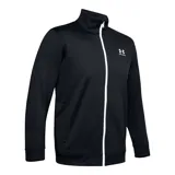 Campera deportiva Under Armour con cierre frontal completo en color blanco, cuello alto y logo de la marca estampado en el pecho. Cuenta con bolsillos laterales y puños elásticos.