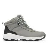 Botas de trekking Columbia modelo Newton Wander Ltr Omni-Grip, de color gris con detalles en negro y suela blanca. Diseño impermeable de caña media, con cordones y parte superior de cuero.