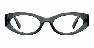 Lentes con armazón ovalado color gris, con diseño de estilo retro y montura delgada, ideales para proteger la visión de pantallas digitales.