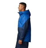 Campera técnica de esquí Columbia con tecnología Omni-Tech impermeable y forro térmico Omni-Heat. Presenta un diseño bicolor en tonos azul, con capucha ajustable, cierre frontal con solapa, bolsillos con cremallera y puños ajustables.
