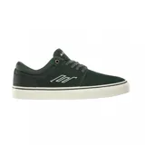 Championes de skate Emerica modelo The Hoban, color verde oscuro con suela de goma blanca y detalles en negro. Presentan un diseño de perfil bajo con costuras reforzadas en la puntera y logo bordado en el lateral.