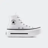 Championes Converse Chuck Taylor All Star Double Stack blancos, de caña alta y plataforma doble.