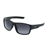 Lentes de sol MDQ modelo Rafiki, con armazón de plástico negro mate y cristales oscuros degradados. Presentan un diseño deportivo envolvente con el logo de la marca en la patilla y en el cristal.