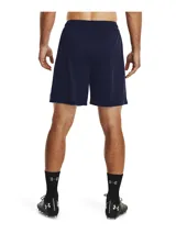Short deportivo Under Armour Golazo 3.0 color azul marino, confeccionado en tejido ligero UA Tech™ que absorbe el sudor. Cuenta con cintura elástica con cordón interno, aberturas laterales en el bajo y logo de la marca estampado en blanco en la pierna izquierda.