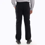 Pantalón de trekking desmontable color negro, con diseño funcional que permite convertirlo en short. Cuenta con cintura elástica, cinturón ajustable integrado, múltiples bolsillos con cierre y detalles reflectantes.