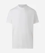 Remera de pijama masculina individual de color blanco, confeccionada en mezcla de algodón y poliéster, con diseño liso, cuello redondo y mangas cortas.