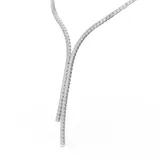 Collar en Y con baño de rodio y cierre de mosquetón. Diseño con un strand de Swarovski Zirconia transparentes en talla redonda y engaste de garra.
