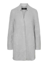 Saco gris melange de corte recto, con cuello mao y bolsillos laterales.