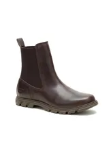 Bota Chelsea Cat modelo Notion, color marrón, confeccionada en cuero con paneles elásticos laterales y suela dentada de goma.