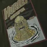Remera de manga corta color verde oscuro, con cuello redondo y logo de la marca estampado en el pecho.