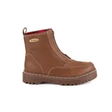 Bota corta de cuero color chocolate de la marca Kiko's, con cierre frontal y suela track dentada.