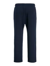 Pantalón de buzo azul marino de corte recto, con cintura elástica y bolsillos laterales.