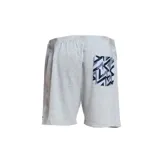 Bermuda deportiva negra de nylon con logo Umbro estampado en blanco en la pierna derecha.