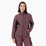 Campera cortaviento Merrell de diseño técnico, confeccionada en nylon reciclado con tratamiento repelente al agua. Presenta capucha integrada, cierre frontal completo, bolsillo con cierre en el pecho y paneles laterales en un tono más oscuro para mayor movilidad.