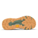 Championes New Balance Fresh Foam X Hierro v9 para hombre, ideales para trail running. Diseño en tonos grises y verdes con detalles en negro y suela Vibram Megagrip color caramelo.