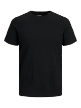 Camiseta negra de manga corta y cuello redondo, corte slim fit.