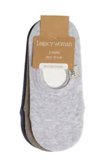 Pack de tres pares de soquetes lisos de algodón en colores gris, azul y beige.