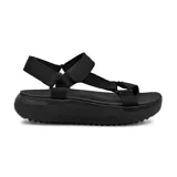 Sandalias Skechers BOBS Pop Ups 3.0, de estilo río, color negro, con plataforma y tiras de tela tejida con cierre de velcro.