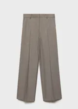 Pantalon de vestir de corte wide leg y tiro medio, confeccionado en tejido fluido. Presenta trabillas para cinturón, bolsillos laterales y cierre oculto con botón, gancho y cremallera.