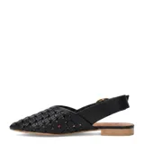 Zapatos cerrados tipo sandalia de mujer marca Bottero, color negro, con diseño trenzado en la parte delantera y tira trasera ajustable con hebilla metálica dorada. Tacón bajo y plano.