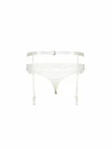 Portaligas color crema con detalles de encaje en la cintura y tiras regulables.