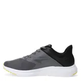 Championes deportivos Topper modelo Rack, color gris con detalles en negro y suela blanca con puntera en amarillo lima. Confeccionados en malla transpirable y refuerzos sintéticos laterales.
